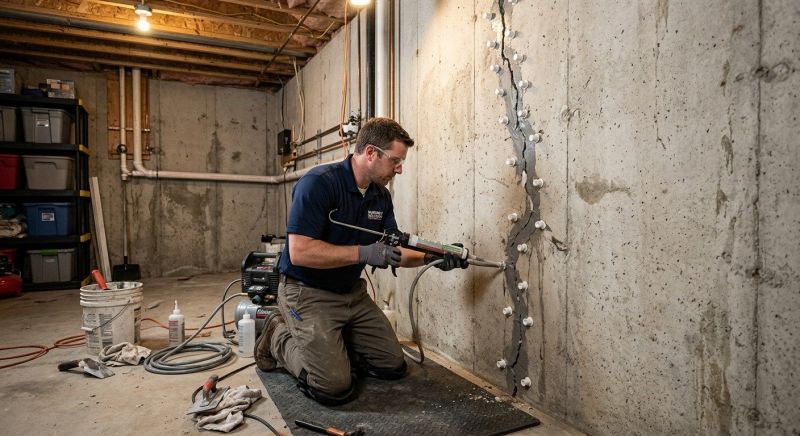 Basement Crack Repair in Plymouth, MA