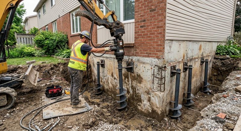 Helical Piers Installation in Plymouth, MA