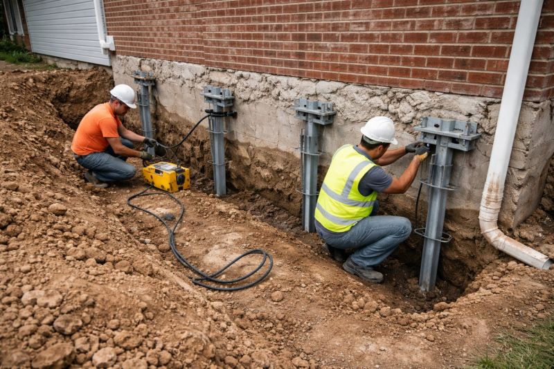 Helical Piers Installation in Plymouth, MA